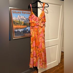 Badgley Mischka Orange Floral Midi